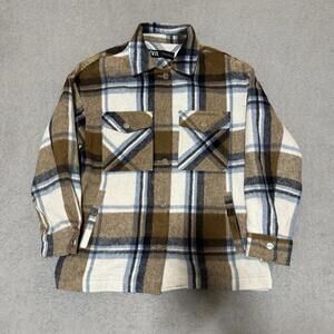 ZARA Plaid Shacket Oversized Shirt Jacket S Women’s